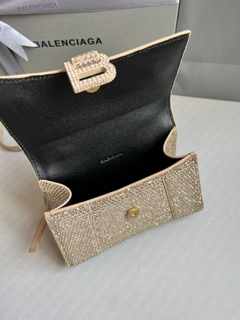 Fashionable Balenciaga Rhinestone Hourglass Bag in Milk Tea Elegance 70042