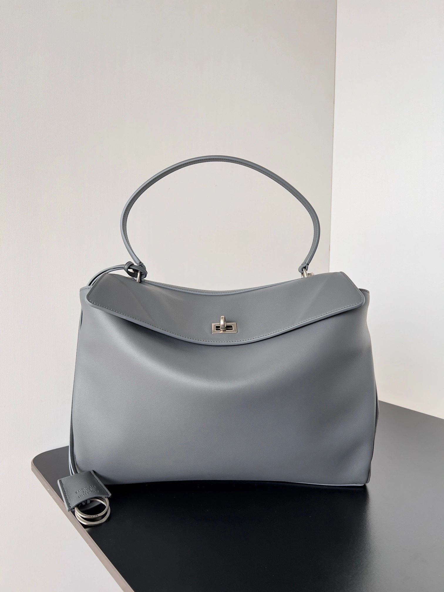 Balenciaga Rodeo Luxe Oversized Calfskin Bag with Silver Buckle Tailored 64732