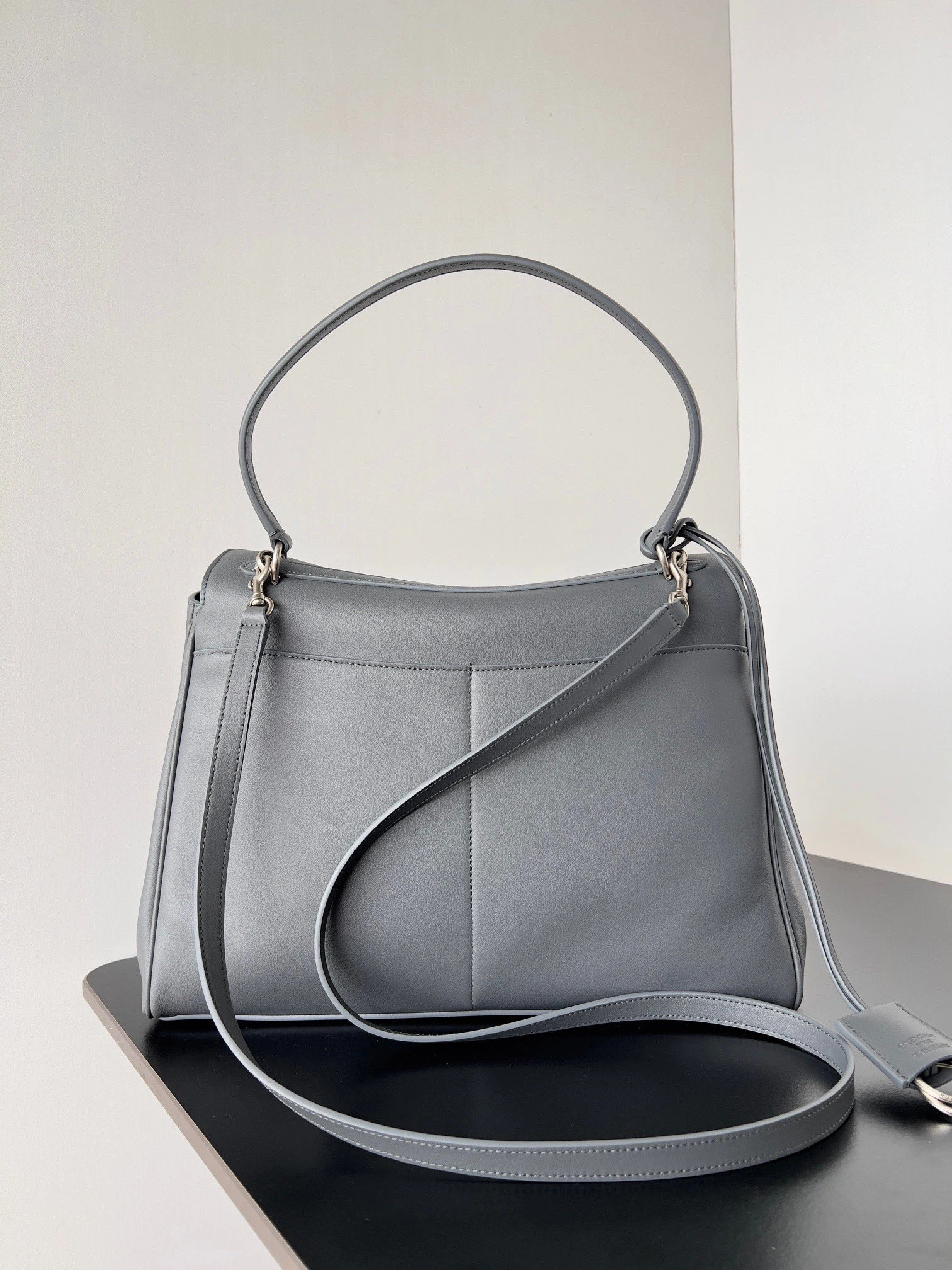 Balenciaga Rodeo Luxe Oversized Calfskin Bag with Silver Buckle Tailored 64732
