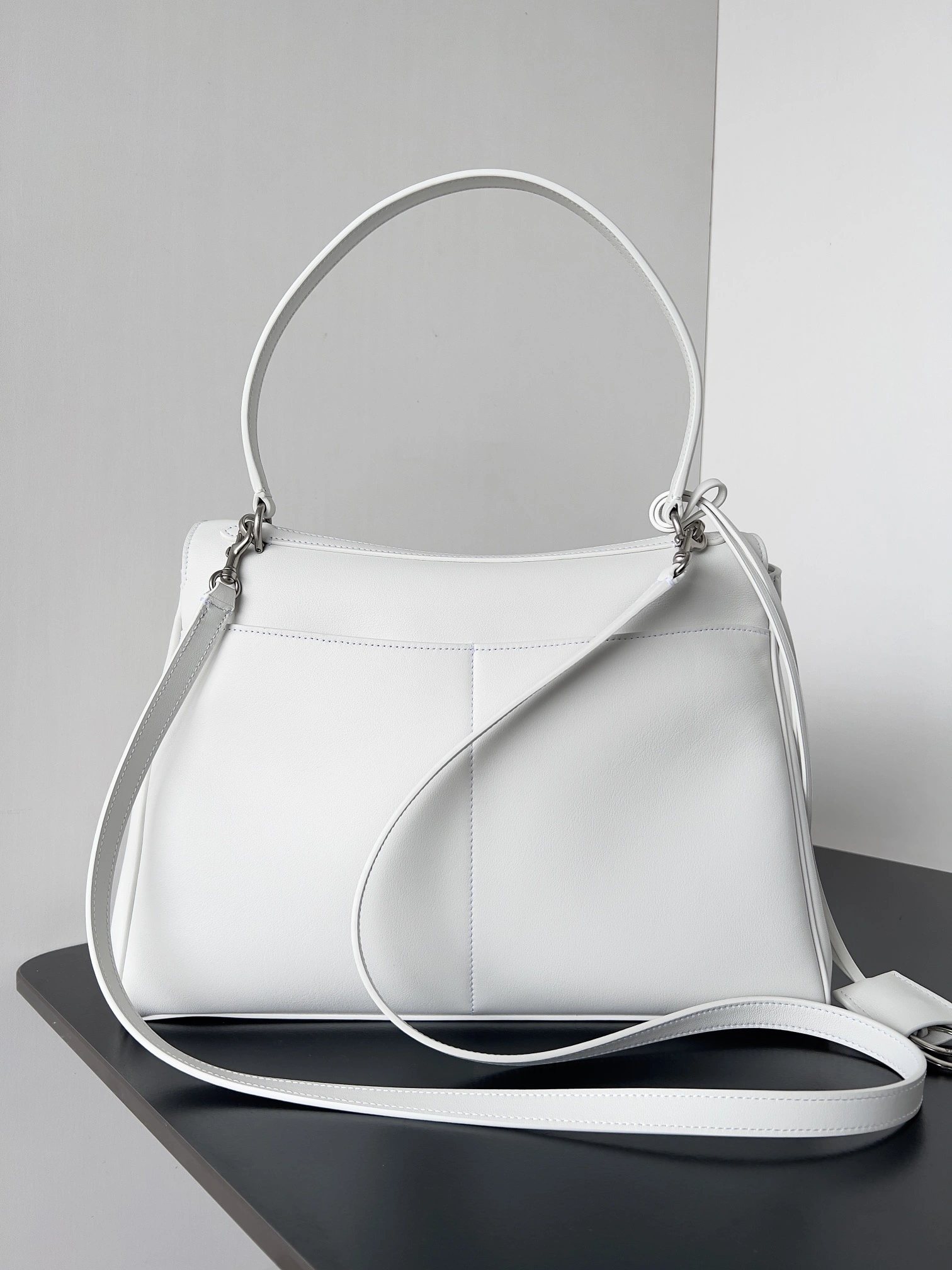 Balenciaga Rodeo Luxe Silver Buckle Oversized Leather Bag Lightweight 64722