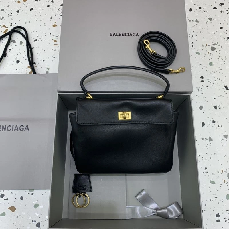 Bright Balenciaga Rodeo Mini Black Leather Bag with Gold Buckle - Unisex 67008