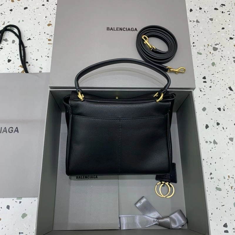 Bright Balenciaga Rodeo Mini Black Leather Bag with Gold Buckle - Unisex 67008