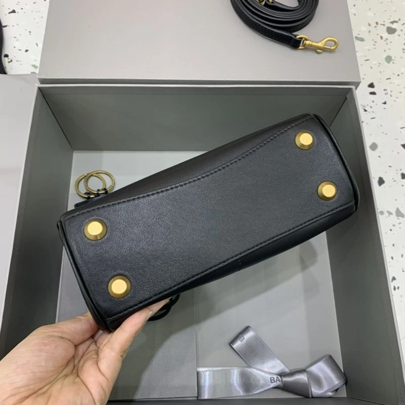Bright Balenciaga Rodeo Mini Black Leather Bag with Gold Buckle - Unisex 67008