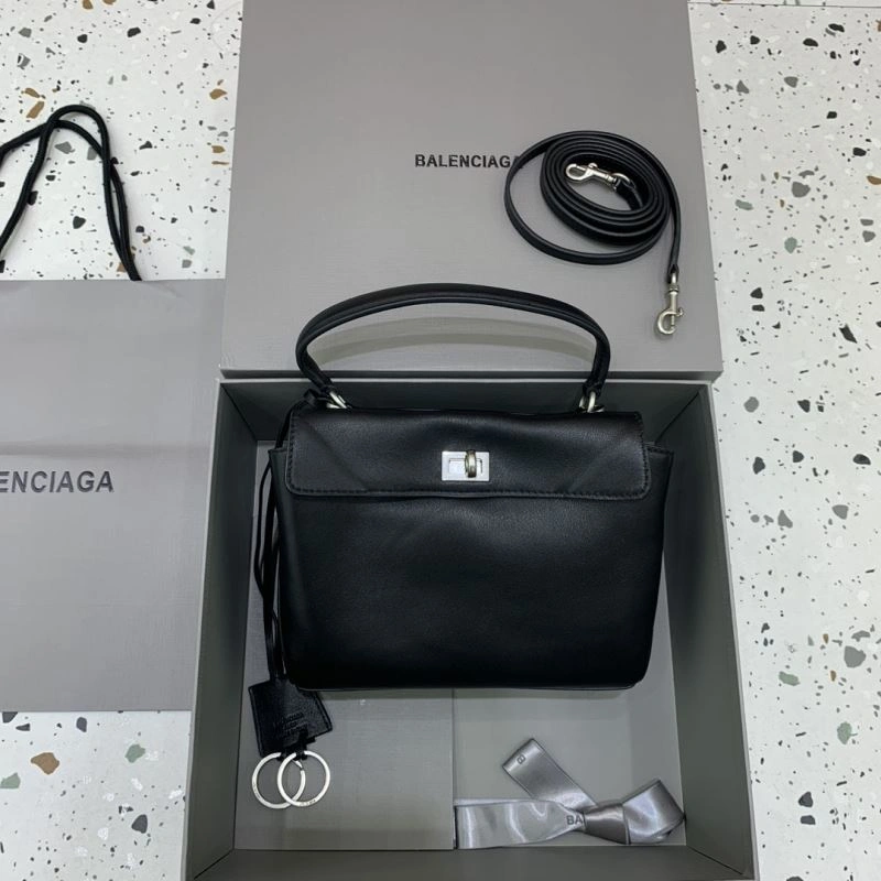 SunProtective Balenciaga Rodeo Mini Black Leather Bag with Silver Buckle 66999