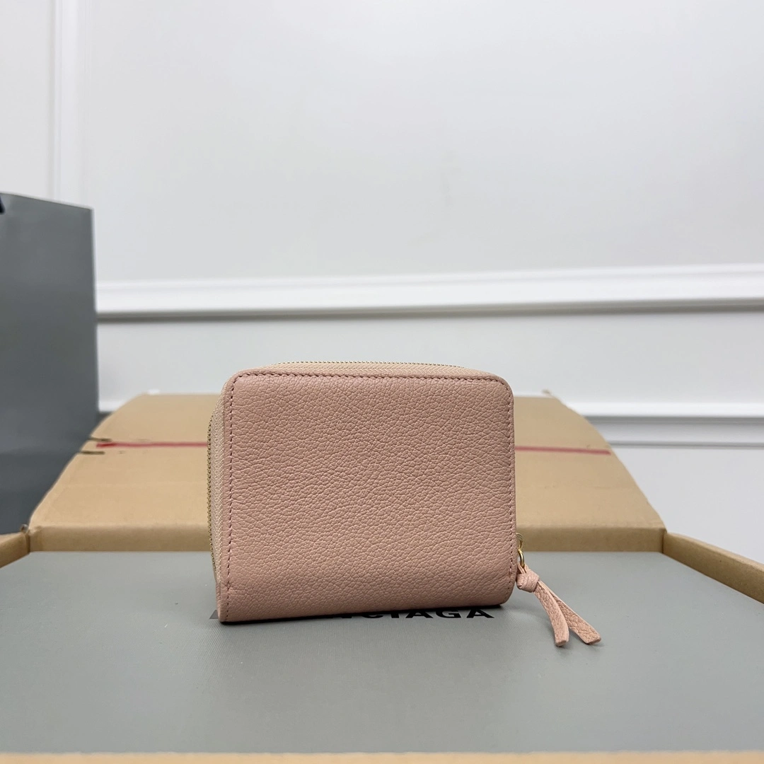 Popular Balenciaga Rose Pink Vintage Goat Leather Mini Organizer Wallet 60835