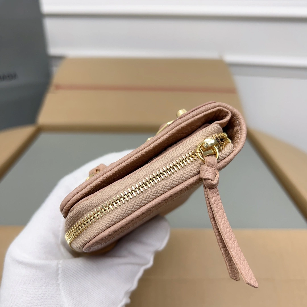 Popular Balenciaga Rose Pink Vintage Goat Leather Mini Organizer Wallet 60835