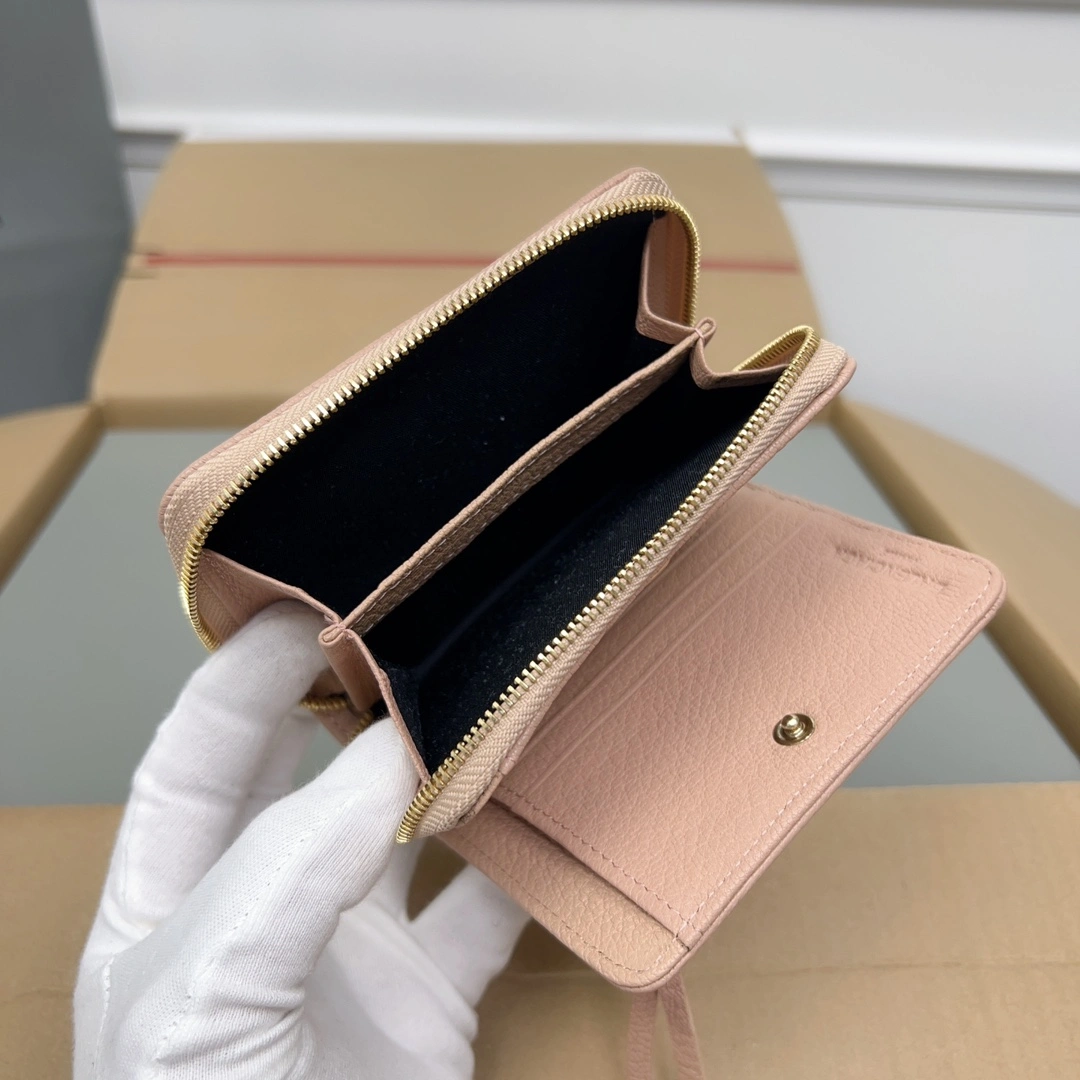 Popular Balenciaga Rose Pink Vintage Goat Leather Mini Organizer Wallet 60835