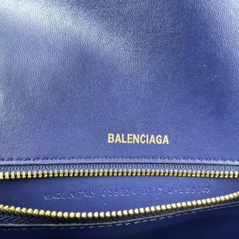 Balenciaga Royal Blue Crocodile Hourglass Bag with Gold Buckle Trendsetting 78724