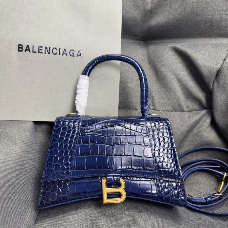 Balenciaga Royal Blue Crocodile Hourglass Bag with Gold Buckle QuickDry 69989