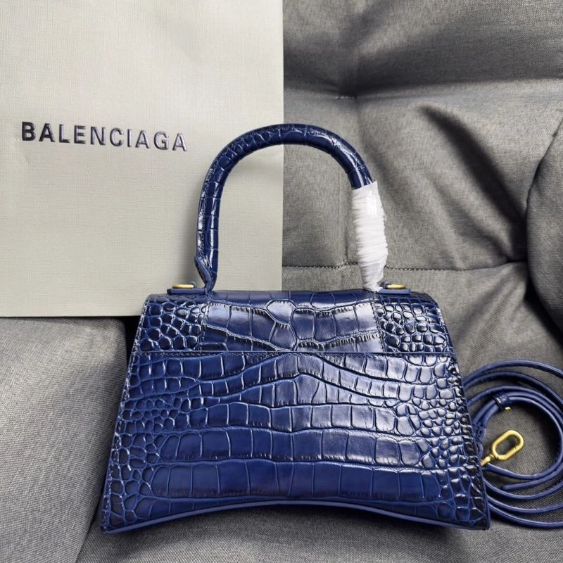 Balenciaga Royal Blue Crocodile Hourglass Bag with Gold Buckle QuickDry 69989