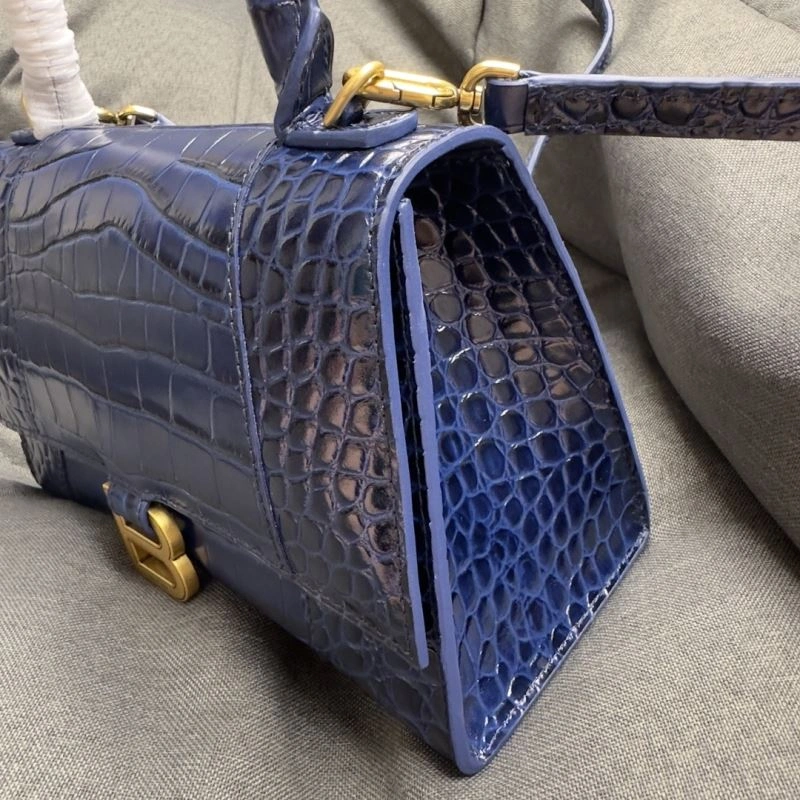 Balenciaga Royal Blue Crocodile Hourglass Bag with Gold Buckle QuickDry 69989