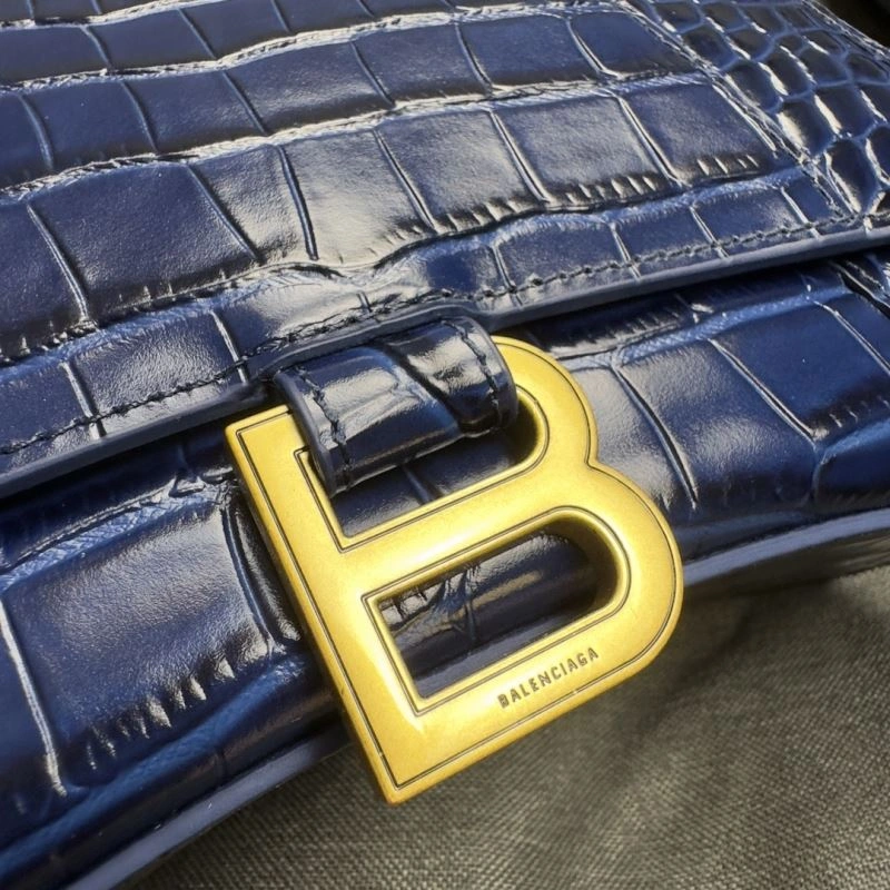 Balenciaga Royal Blue Crocodile Hourglass Bag with Gold Buckle QuickDry 69989