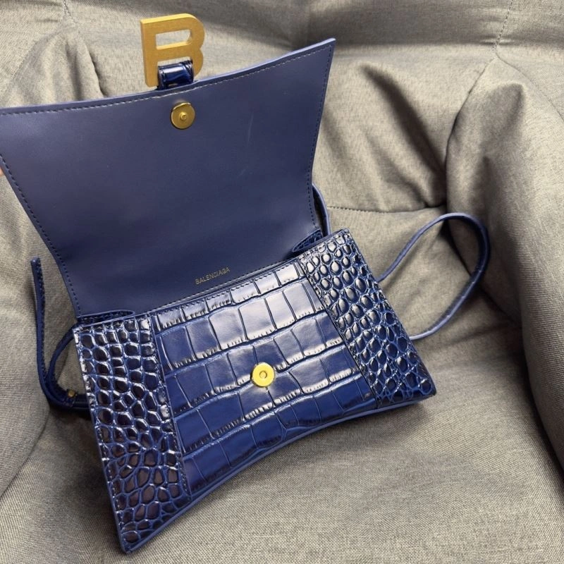 Balenciaga Royal Blue Crocodile Hourglass Bag with Gold Buckle QuickDry 69989