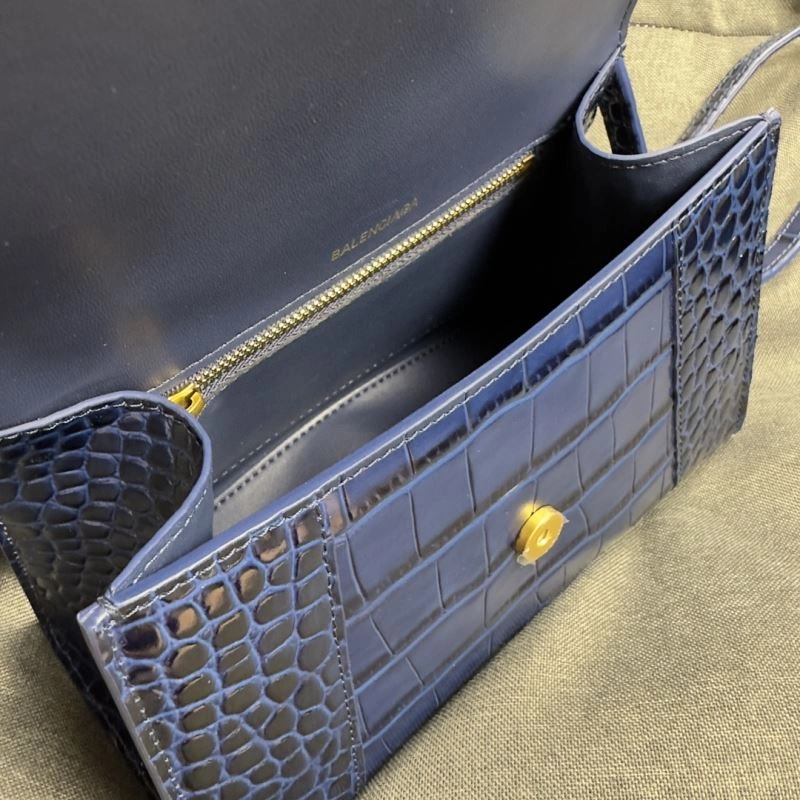 Balenciaga Royal Blue Crocodile Hourglass Bag with Gold Buckle QuickDry 69989