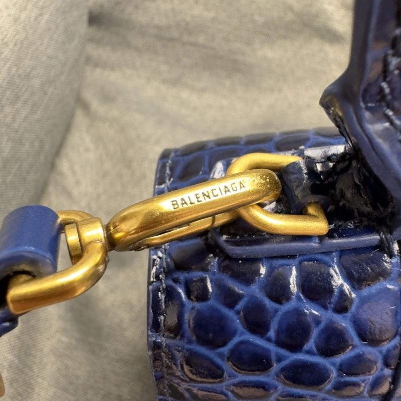 Balenciaga Royal Blue Crocodile Hourglass Bag with Gold Buckle QuickDry 69989