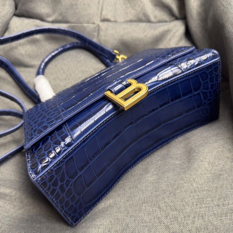 Balenciaga Royal Blue Crocodile Hourglass Bag with Gold Buckle QuickDry 69989