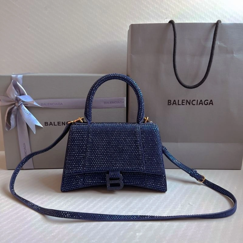 Balenciaga Royal Blue Rhinestone Hourglass Bag with  Buckle RelaxedFit 70051