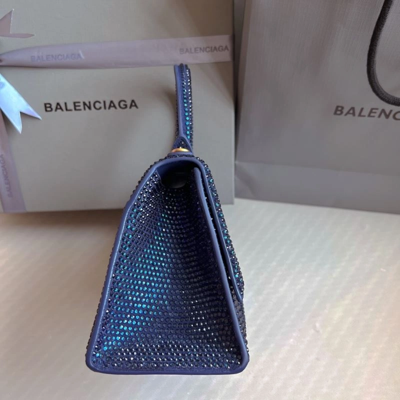 Balenciaga Royal Blue Rhinestone Hourglass Bag with  Buckle RelaxedFit 70051