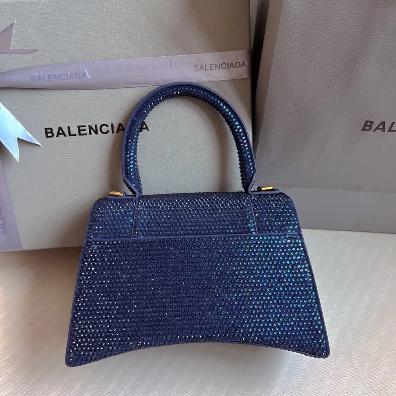 Balenciaga Royal Blue Rhinestone Hourglass Bag with  Buckle RelaxedFit 70051