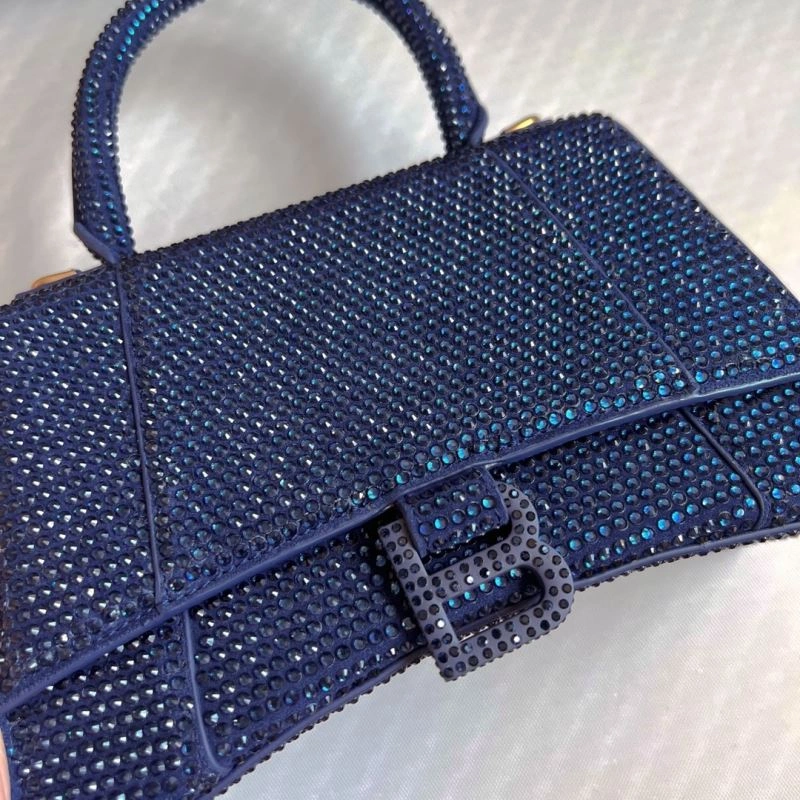 Balenciaga Royal Blue Rhinestone Hourglass Bag with  Buckle RelaxedFit 70051