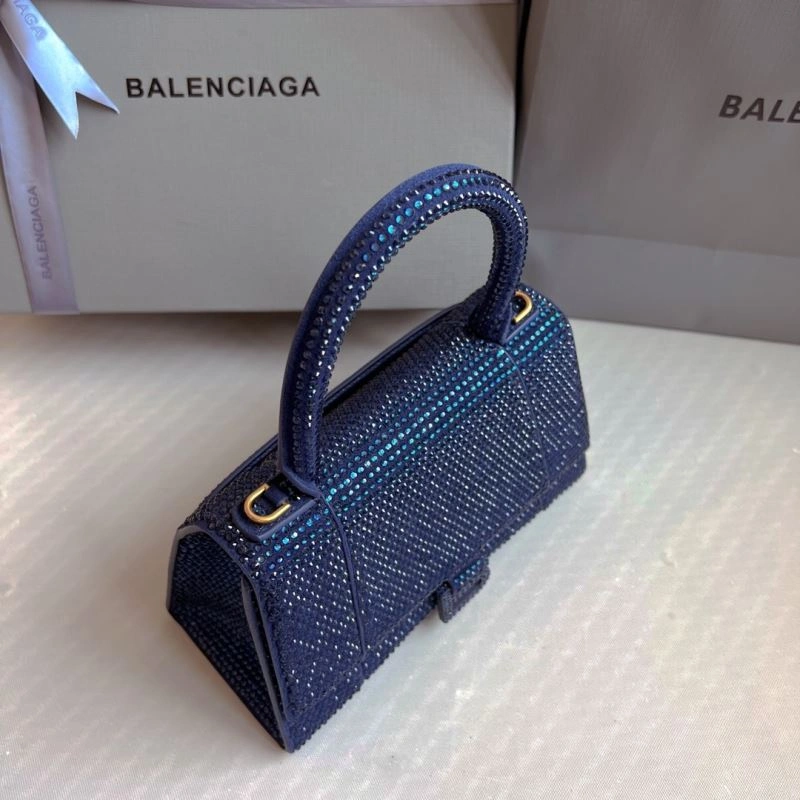 Balenciaga Royal Blue Rhinestone Hourglass Bag with  Buckle RelaxedFit 70051
