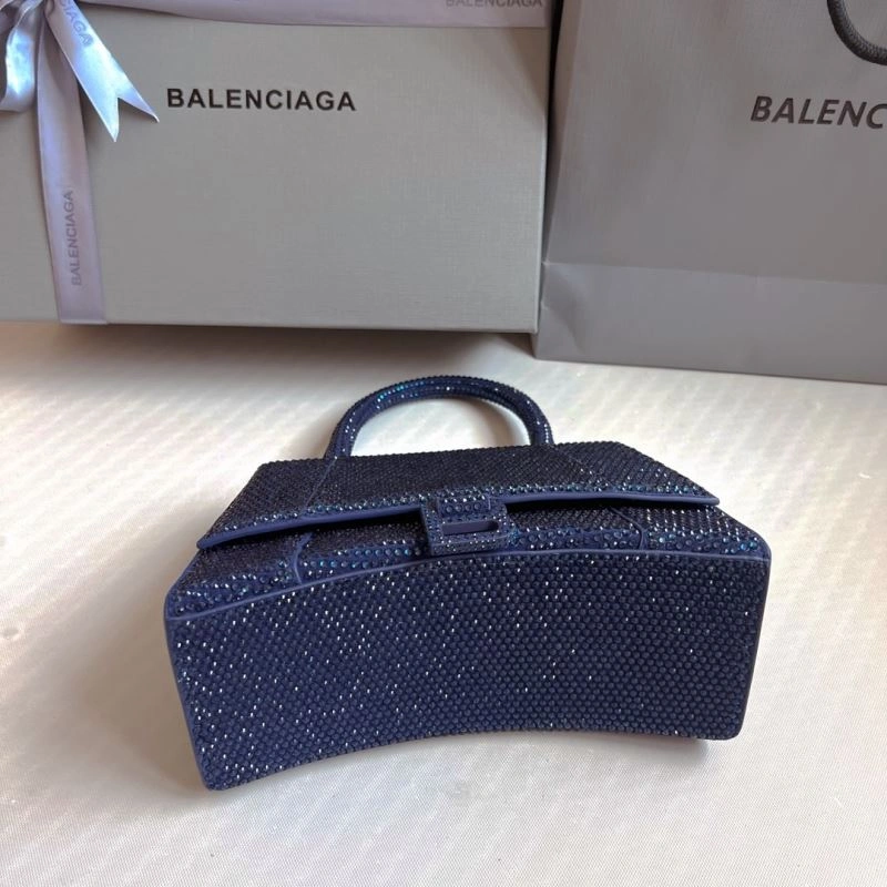 Balenciaga Royal Blue Rhinestone Hourglass Bag with  Buckle RelaxedFit 70051