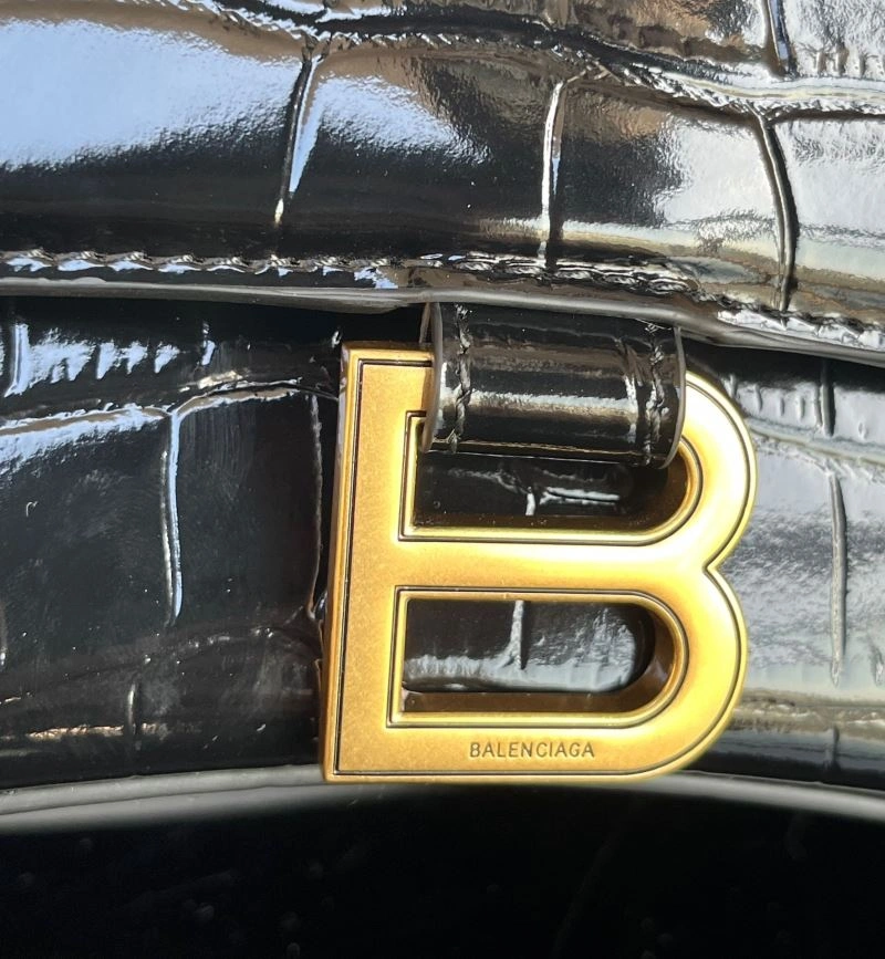 Balenciaga S Hourglass Crocodile Bag with Gold Accents Seasonal 72602