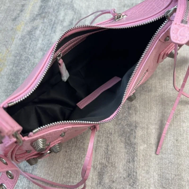 Original Balenciaga Sakura Pink CrocodileBalenciaga Le Cagole Half-Moon Bag 38375