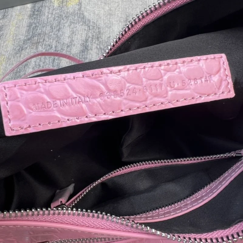 Original Balenciaga Sakura Pink CrocodileBalenciaga Le Cagole Half-Moon Bag 38375