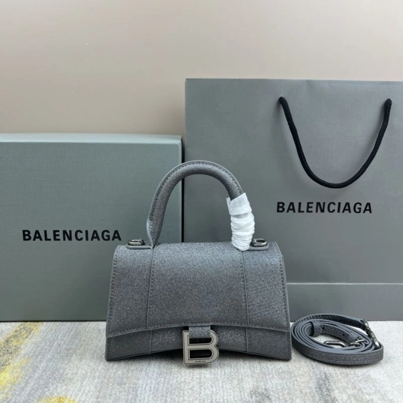 Balenciaga Shiny Gray Hourglass Bag -  Curved Design Youthful 78743