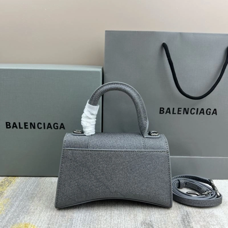 Balenciaga Shiny Gray Hourglass Bag -  Curved Design Youthful 78743