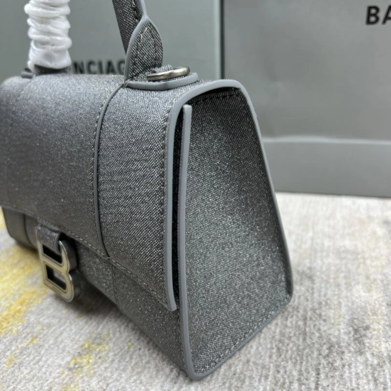 Balenciaga Shiny Gray Hourglass Bag -  Curved Design Youthful 78743