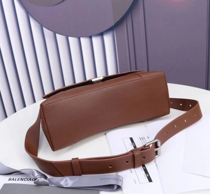 Balenciaga Signature Hourglass Caramel Bag with B-Pull Ring Practical 75299