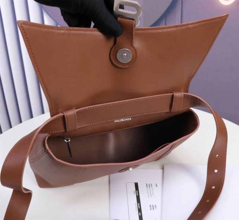 Balenciaga Signature Hourglass Caramel Bag with B-Pull Ring Practical 75299