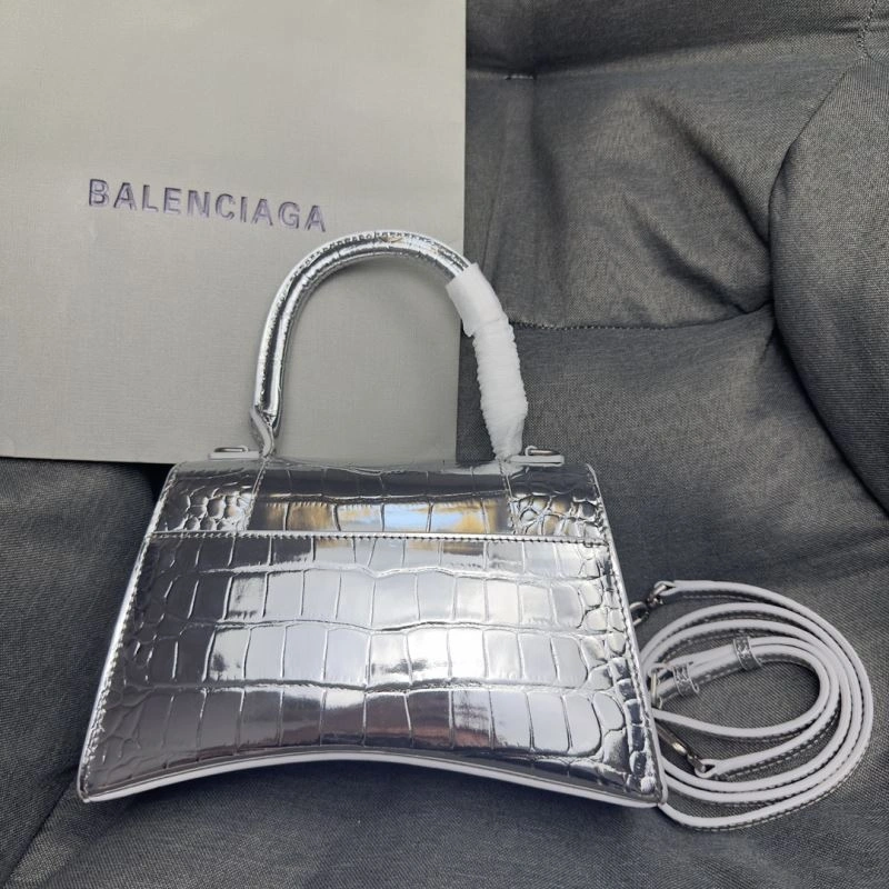 Balenciaga Silver Buckle Crocodile Hourglass Handbag - S Size Timeless 69970