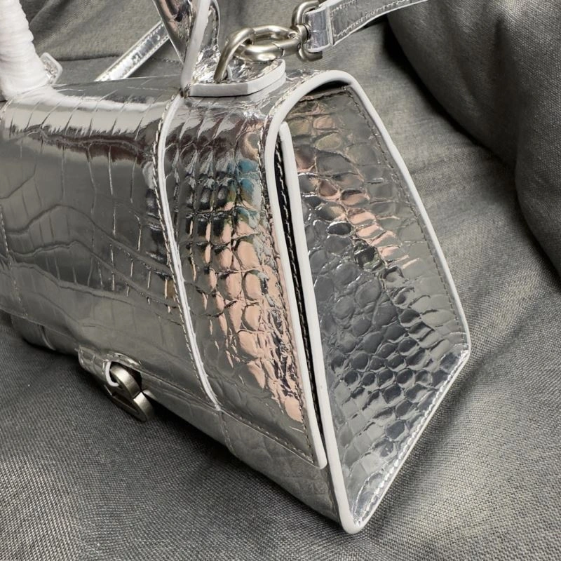 Balenciaga Silver Buckle Crocodile Hourglass Handbag - S Size Timeless 69970