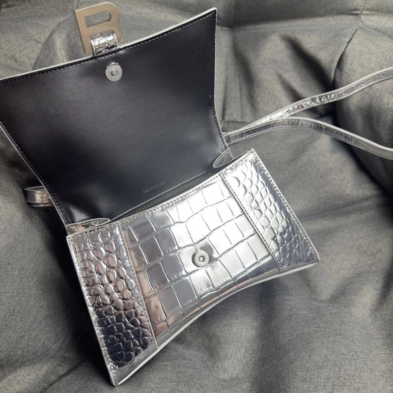 Balenciaga Silver Buckle Crocodile Hourglass Handbag - S Size Timeless 69970