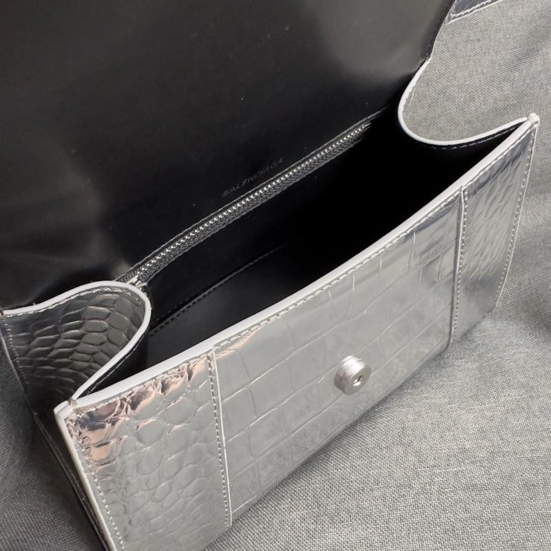 Balenciaga Silver Buckle Crocodile Hourglass Handbag - S Size Timeless 69970