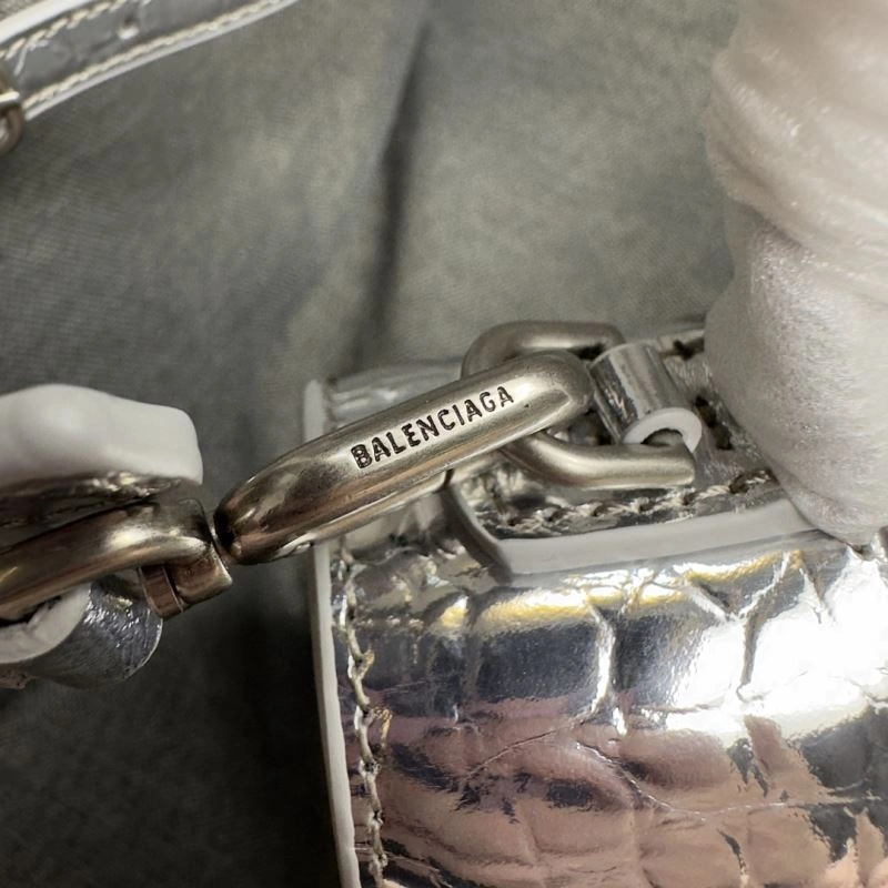 Balenciaga Silver Buckle Crocodile Hourglass Handbag - S Size Timeless 69970