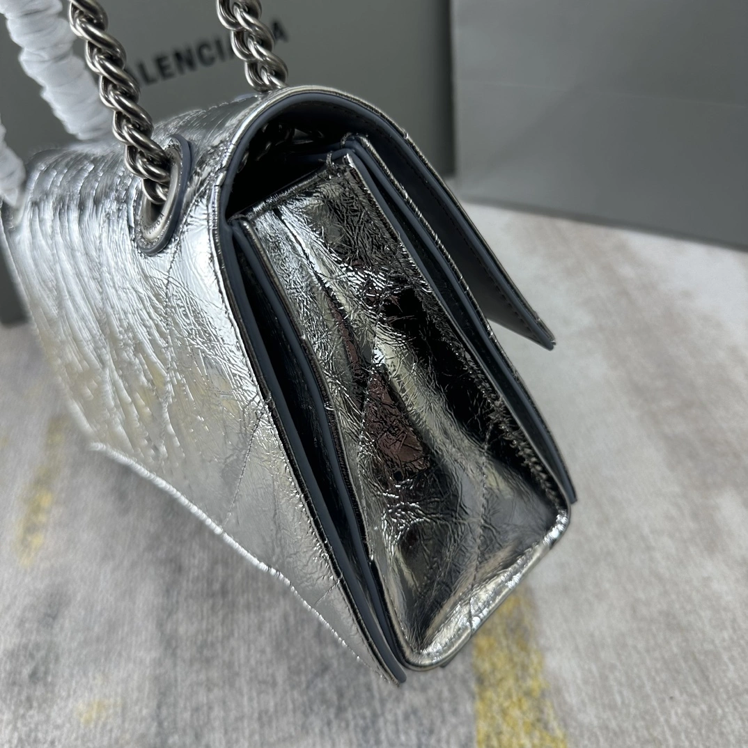Balenciaga Silver Crush Quilted Chain Bag - Stylish and Classic 60937
