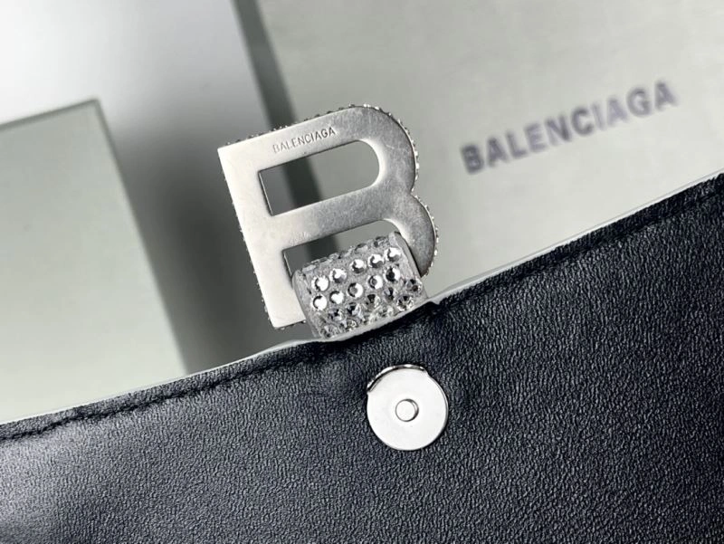 TechFriendly Balenciaga Silver Rhinestone Hourglass Bag with Lambskin Interior 72597