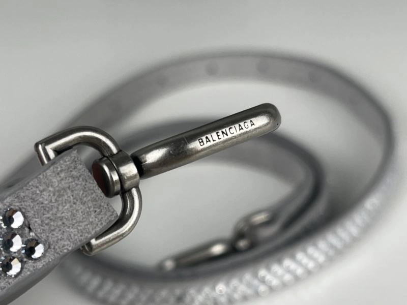 TechFriendly Balenciaga Silver Rhinestone Hourglass Bag with Lambskin Interior 72597