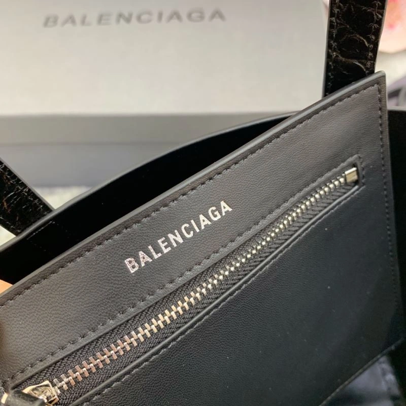 Balenciaga Small Crocodile Pattern Shopping Bag - Black Refined 78554