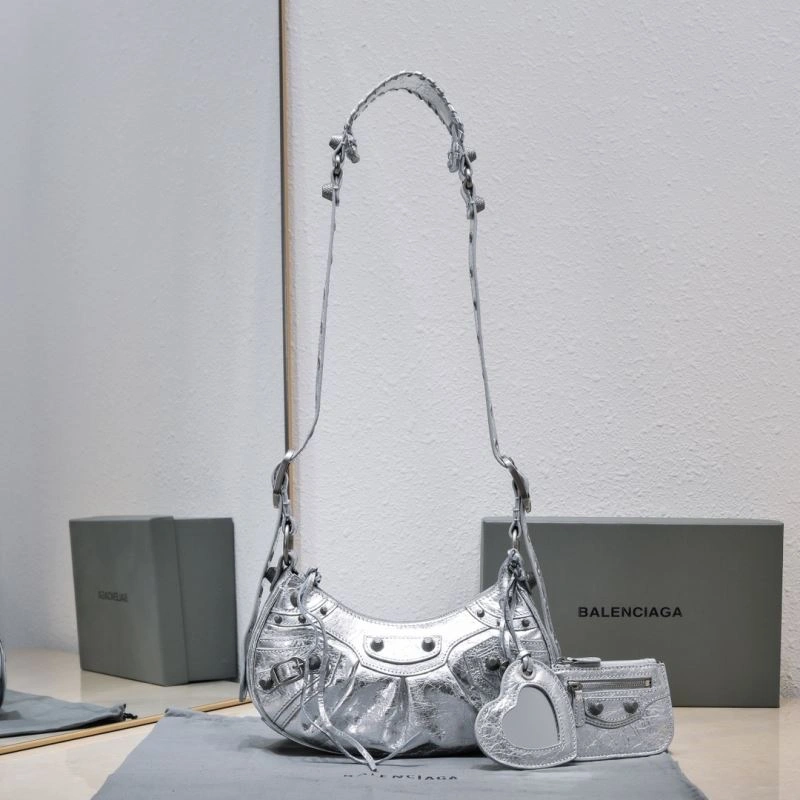 Popular Balenciaga Small Silver-White Crescent Bag 26cm 72706