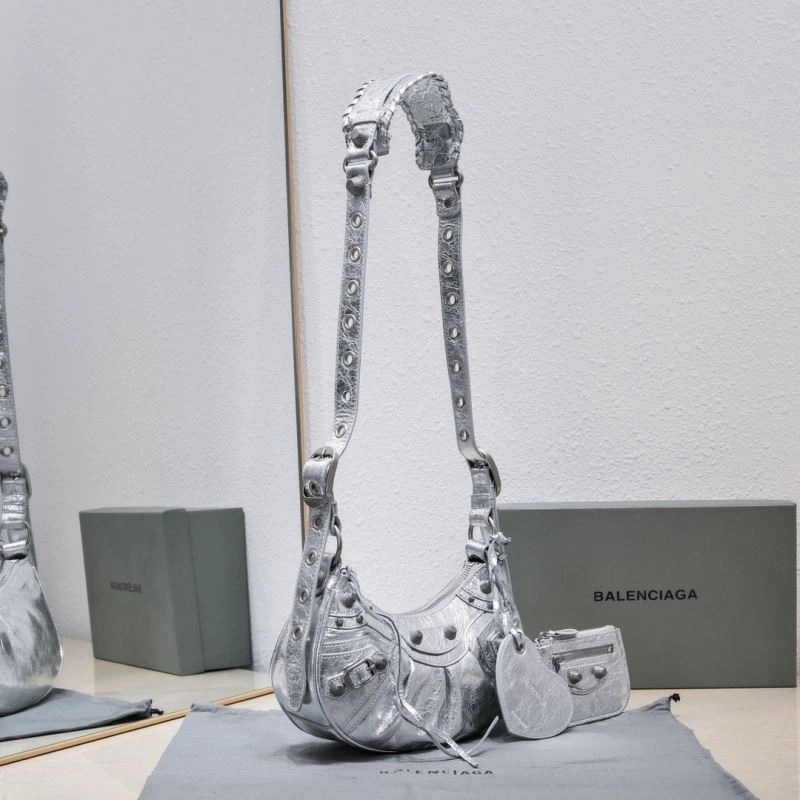 Popular Balenciaga Small Silver-White Crescent Bag 26cm 72706