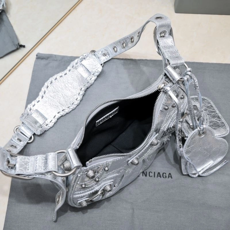 Popular Balenciaga Small Silver-White Crescent Bag 26cm 72706