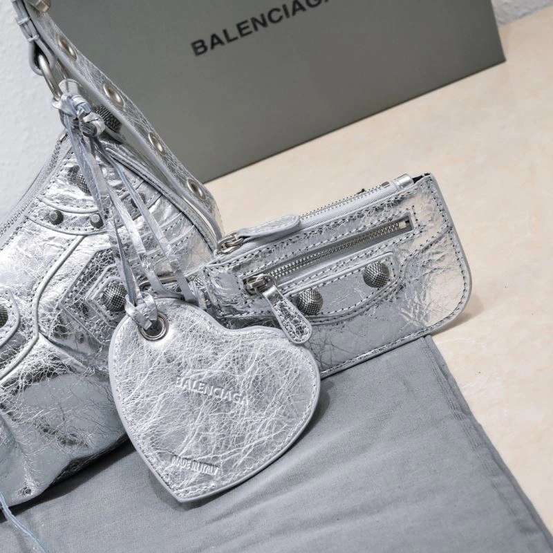 Popular Balenciaga Small Silver-White Crescent Bag 26cm 72706