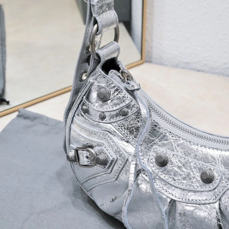 Popular Balenciaga Small Silver-White Crescent Bag 26cm 72706