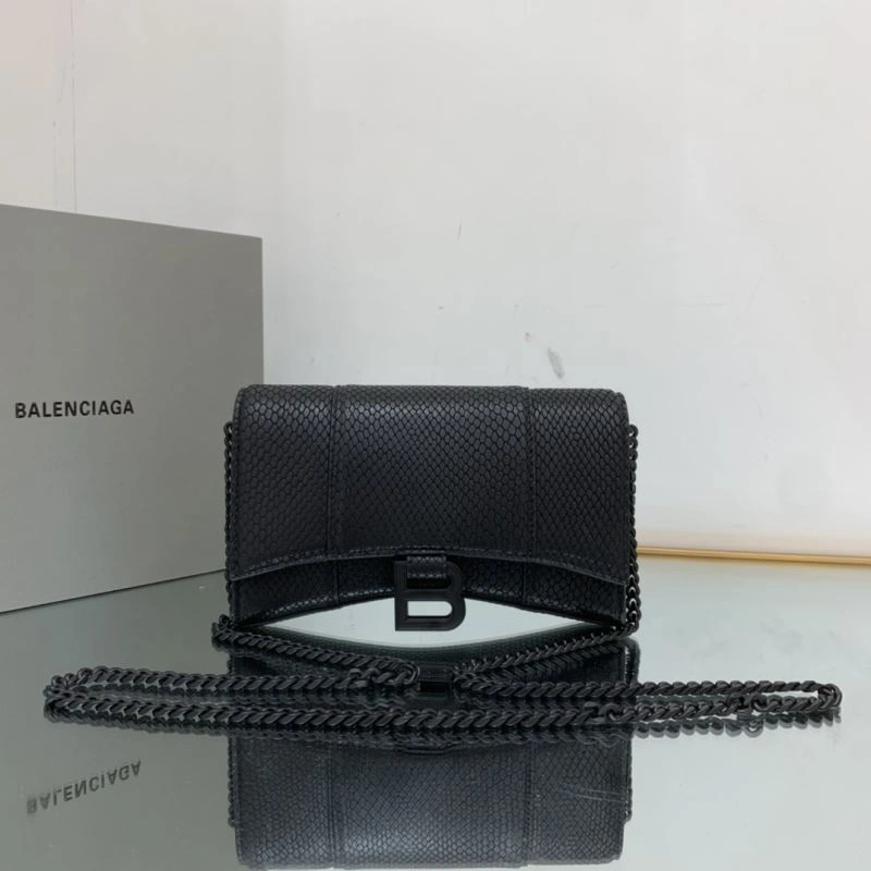Stylish Balenciaga Snake Pattern Hourglass Chain Bag - Iconic Black Buckle 78630