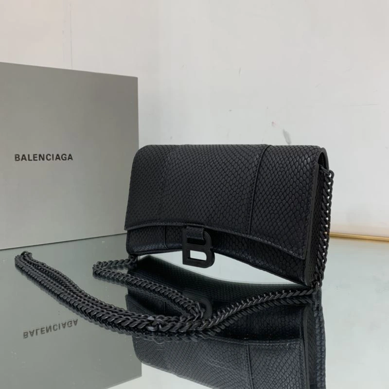 Stylish Balenciaga Snake Pattern Hourglass Chain Bag - Iconic Black Buckle 78630